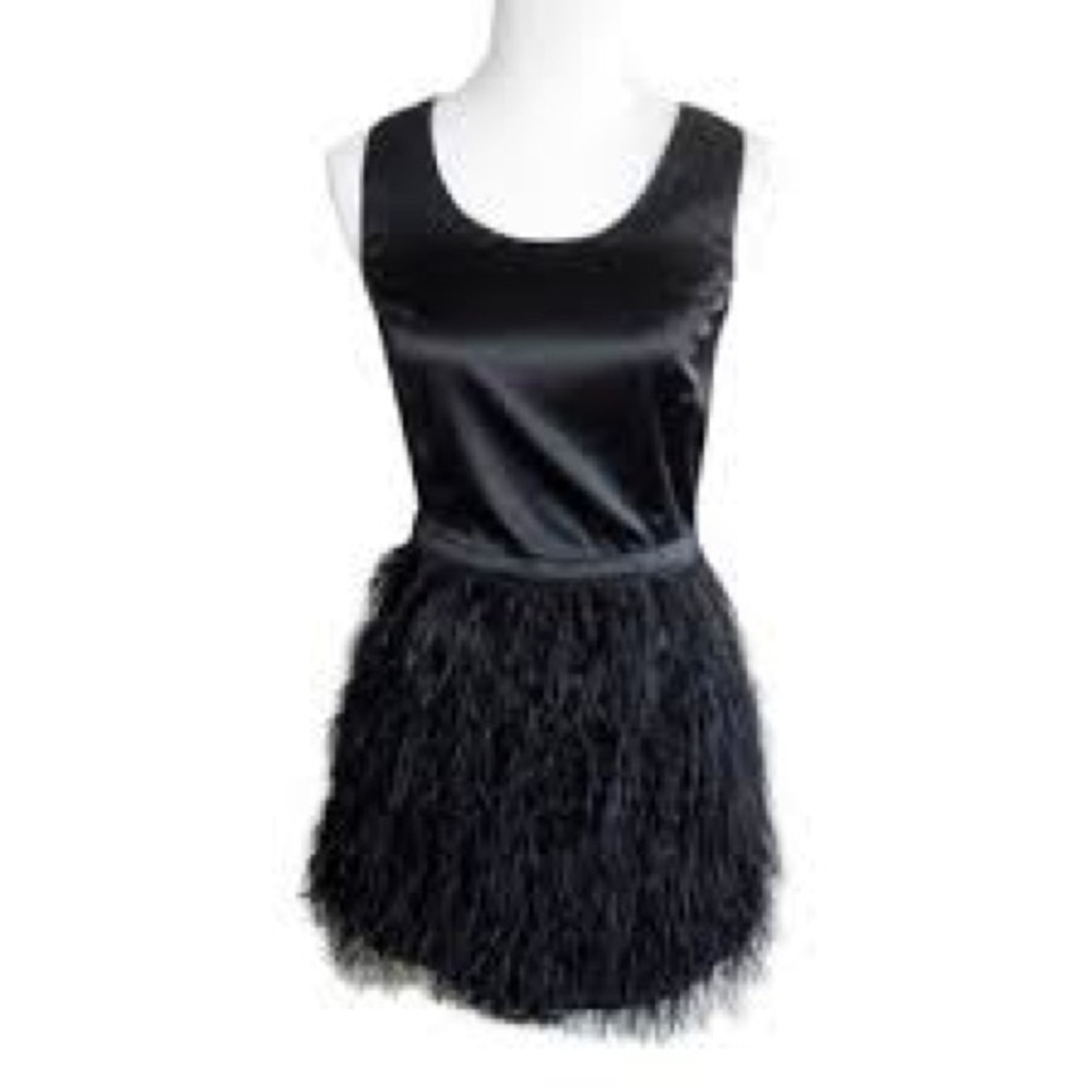 Little Black Feathered Detail Dress